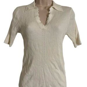 Truth By Republic Stretchy Ribbed Knit Top Ivory Size S w/ tags